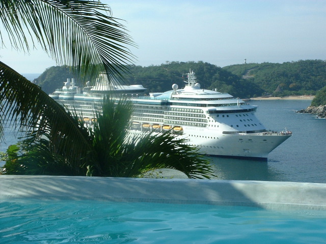A cruise ship in Chahué Bay Huatulco, just outside resort.